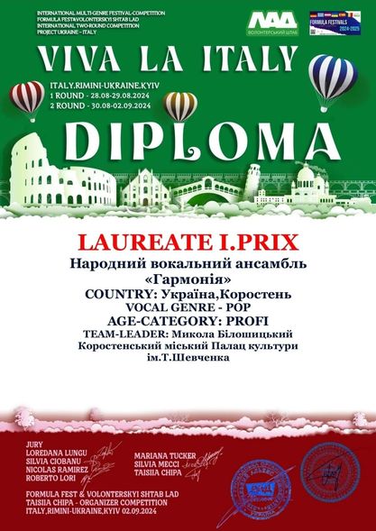 Відзначено ансамбль «Гармонія»